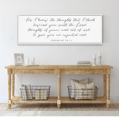 For I know the plans that I think towards you | Scripture Canvas Wall Art, | Jeremiah 29:11 Bible Verse Sign, Wall Art | An Expected End