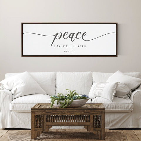 Peace I Give To You | Scripture Sign | SCRIPTURE WALL ART | | Large Home Bible Verse Sign With Frame Options | Jeremiah 14:27