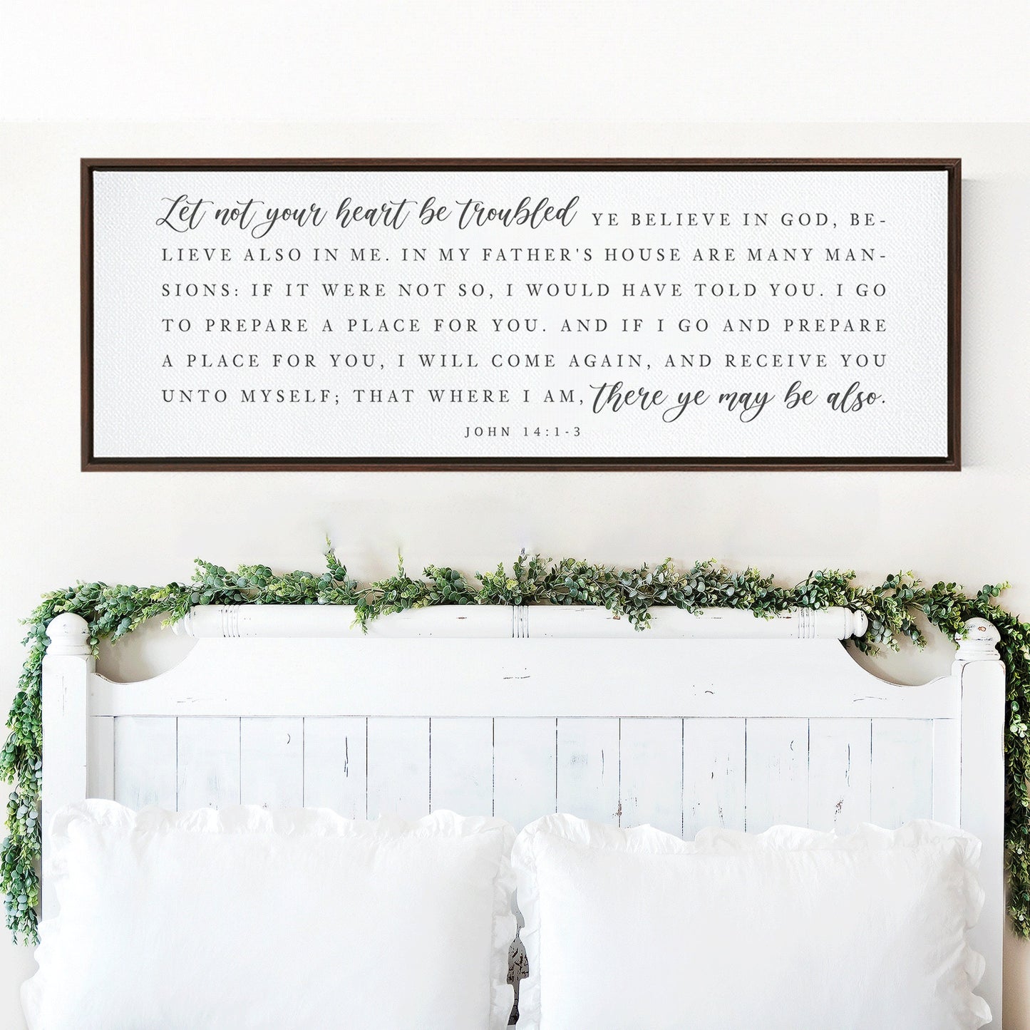 Let Not Your Heart Be Troubled | Scripture Sign | SCRIPTURE WALL ART | | Large Home Bible Verse Sign With Frame Options | John 14:1-3