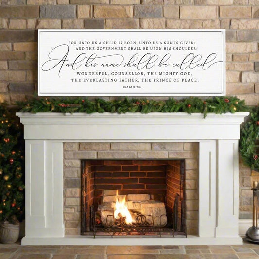 FOR UNTO US a child is born| Scripture Sign | Christian Christmas Wall Decor | Christmas Sign | Isaiah 9:6 | With Frame Options