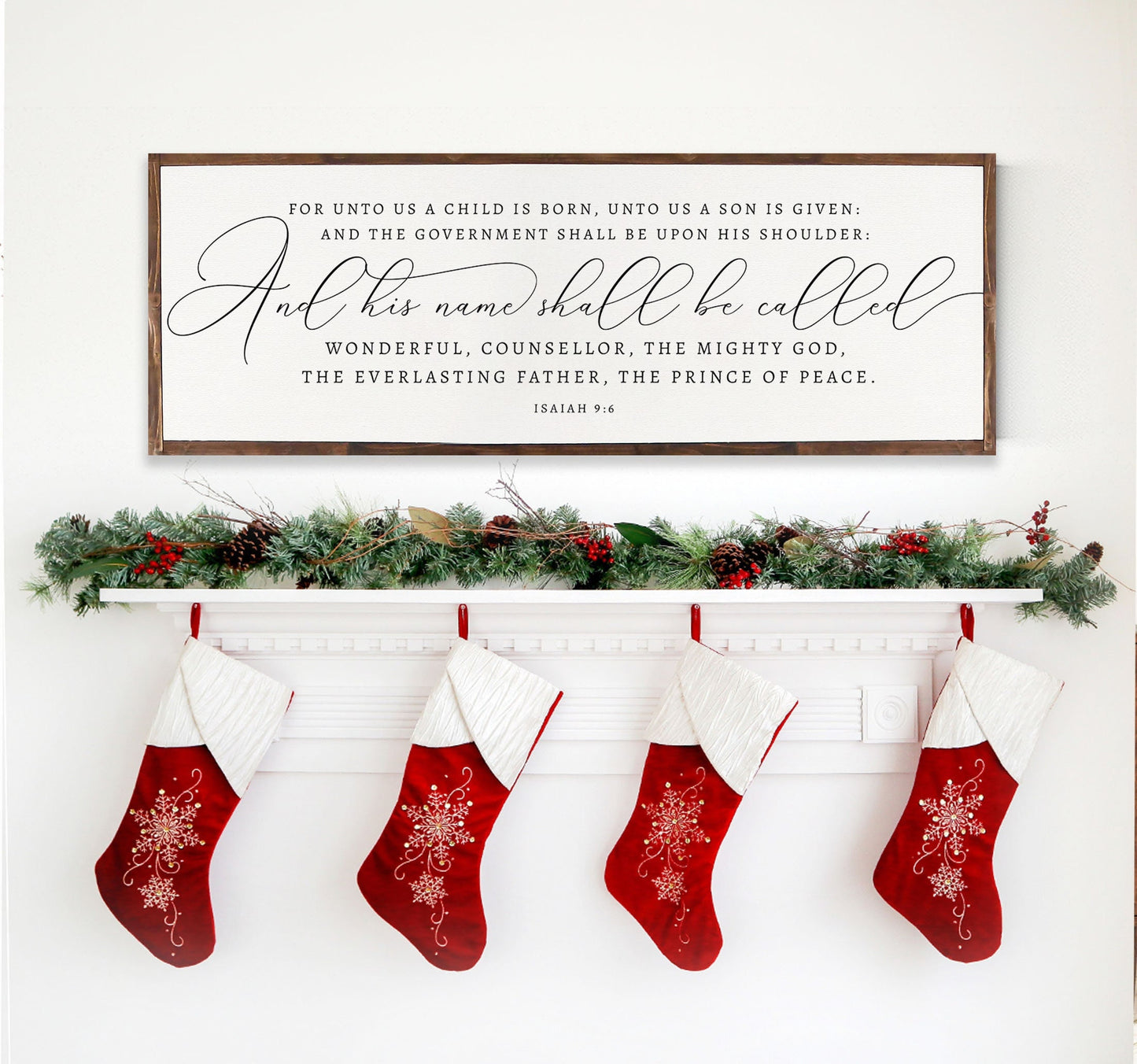 For Unto Us a child is born, unto us Son is given - Christmas Rustic Wood Sign Isaiah 9:6 | Large Christmas wood sign | Christmas Decor