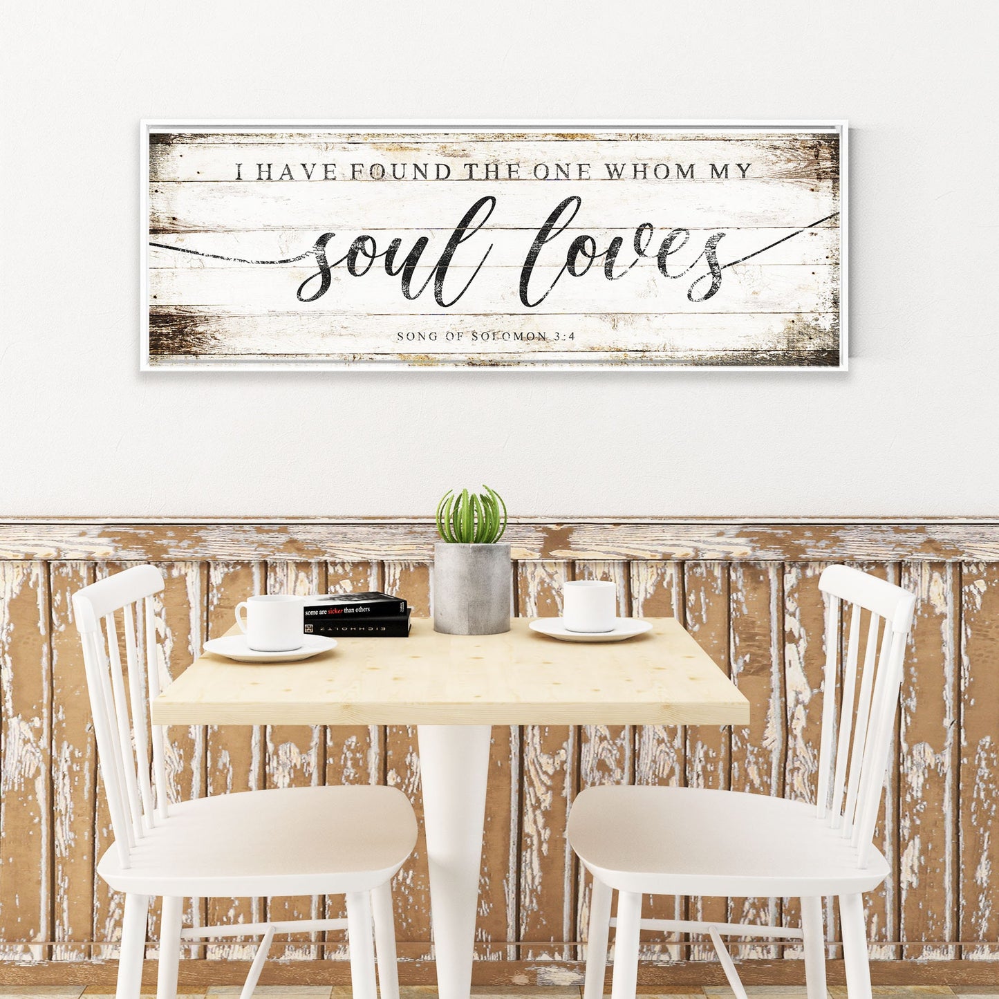 I Have Found The One Whom My Soul Loves Distressed Sign, SCRIPTURE WALL ART, Song Of Solomon 3:4, Large Rustic Canvas, Farmhouse Wall Decor