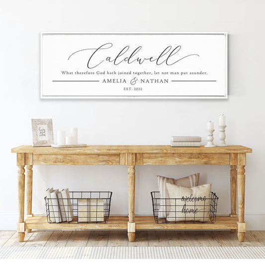 Personalized Family Name Sign What Therefore God hath joined together, let not man put asunder, Husband & Wife Sign, Gift For Wife, Husband
