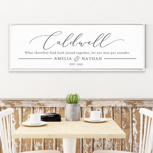 Personalized Family Name Sign What Therefore God hath joined together, let not man put asunder, Husband & Wife Sign, Gift For Wife, Husband