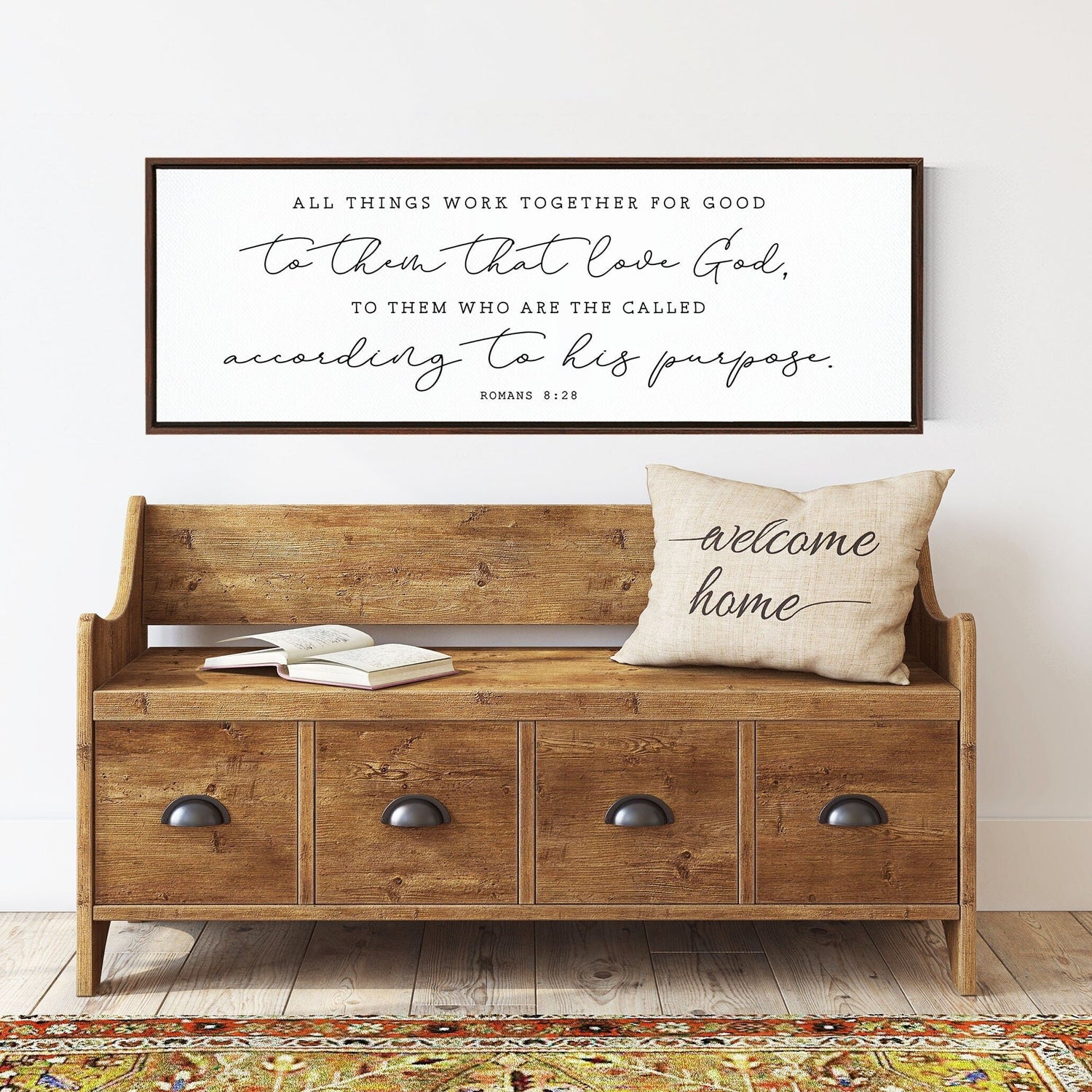All things work together for good to them that love God| Scripture Canvas Wall Art, | Romans 8:28 Bible Verse Sign, Wall Art Sign