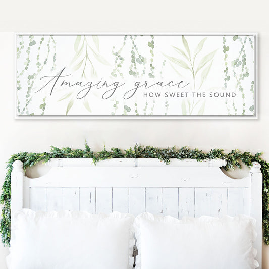 Amazing Grace, Floral Botanical Canvas Wall Art, | Christian Wall Art | Greenery Painting | Botanical Wall Art | Farmhouse