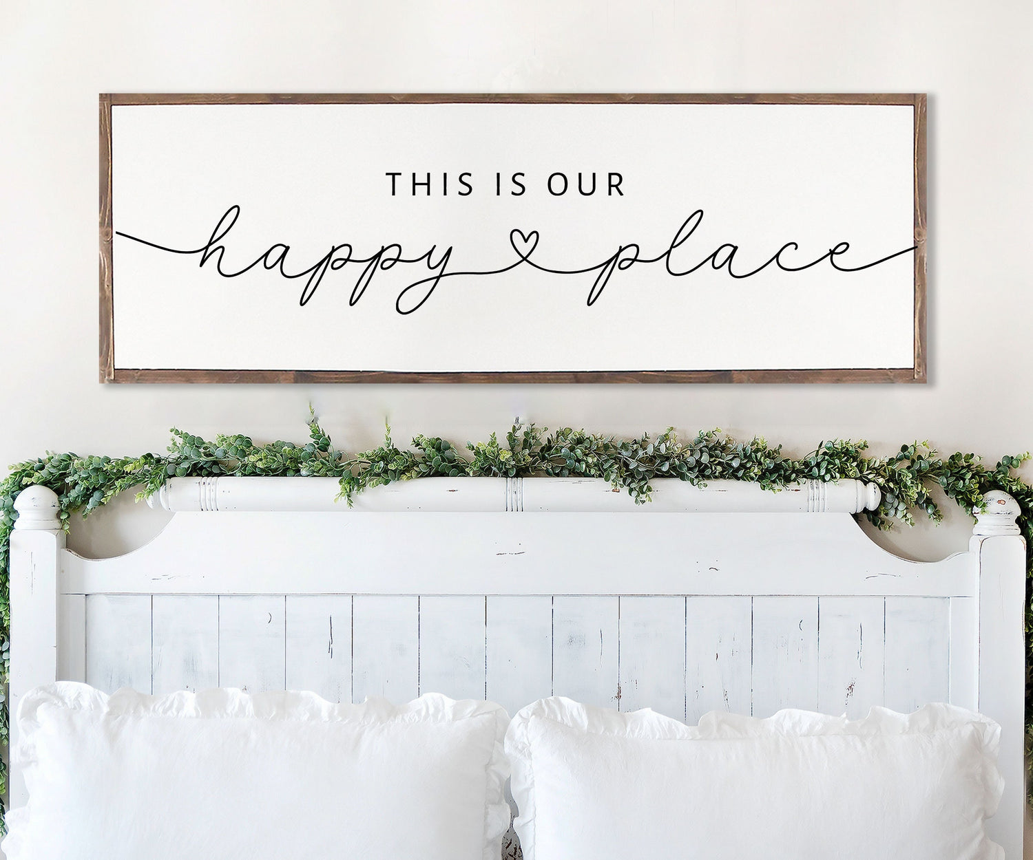 This is Our Happy Place Wood Sign | Masterbedroom Wood Sign | Farmhouse Wood Sign | Family Room Wall Art | Family Room Wall Art |