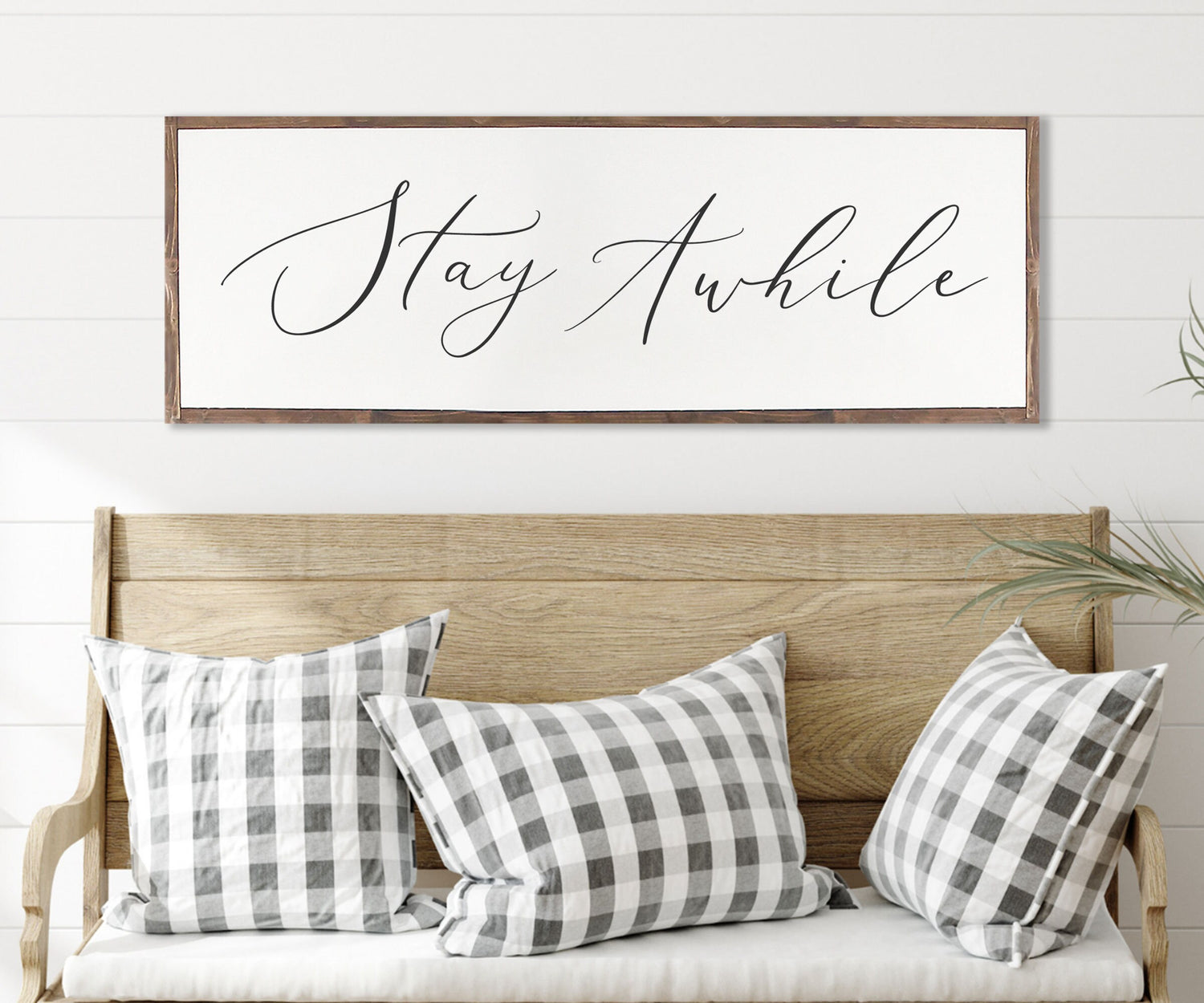STAY AWHILE Sign FARMHOUSE |  Stay Awhile sign // home decor // Stay Awhile // framed wood sign | Guest Bedroom Sign | Stay Awhile Wood Sign