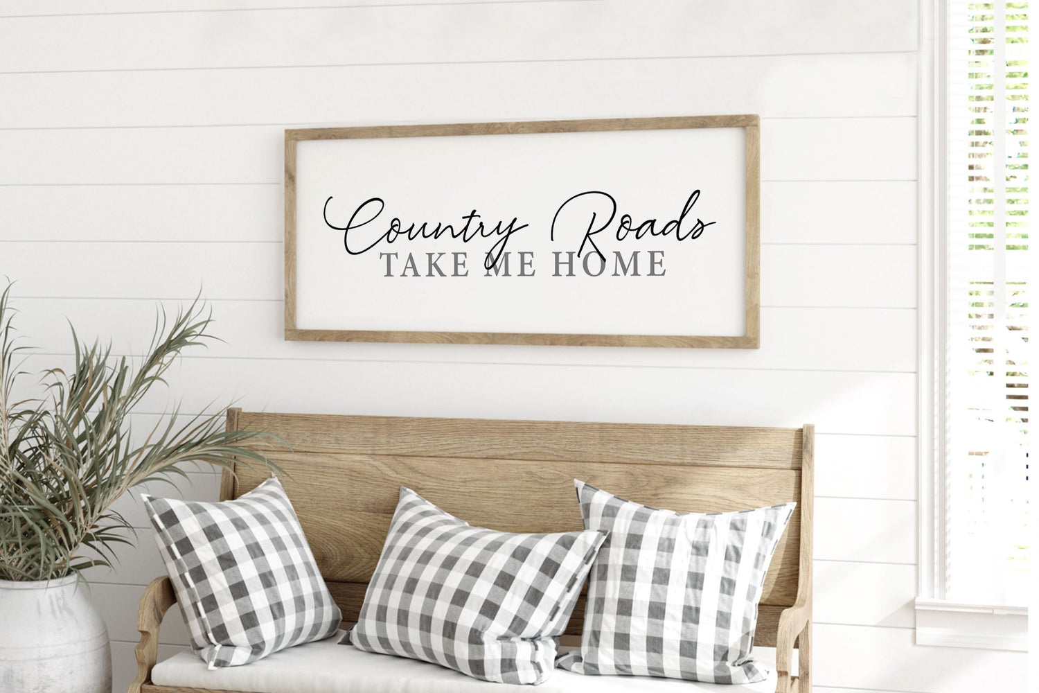 COUNTRY ROADS TAKE Me Home Wood Sign Farmhouse | Inspirational home decor | framed wood sign | Living Room Sign | Inspirational  Wood Sign