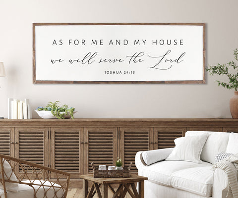 As For Me And My House We Will Serve The Lord |Farmhouse Christian Wall Art  | Joshua 24:15