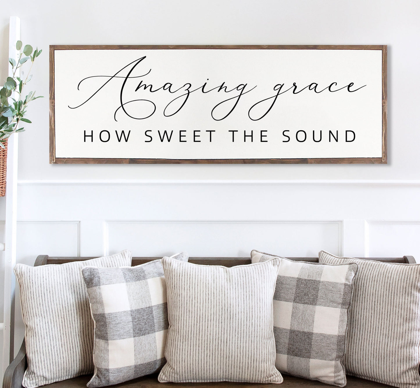 Amazing Grace How Sweet The Sound Sign Farmhouse | CHRISTIAN WALL ART | Home Décor | framed Wood Sign | Family Room Sign | Farmhouse Sign