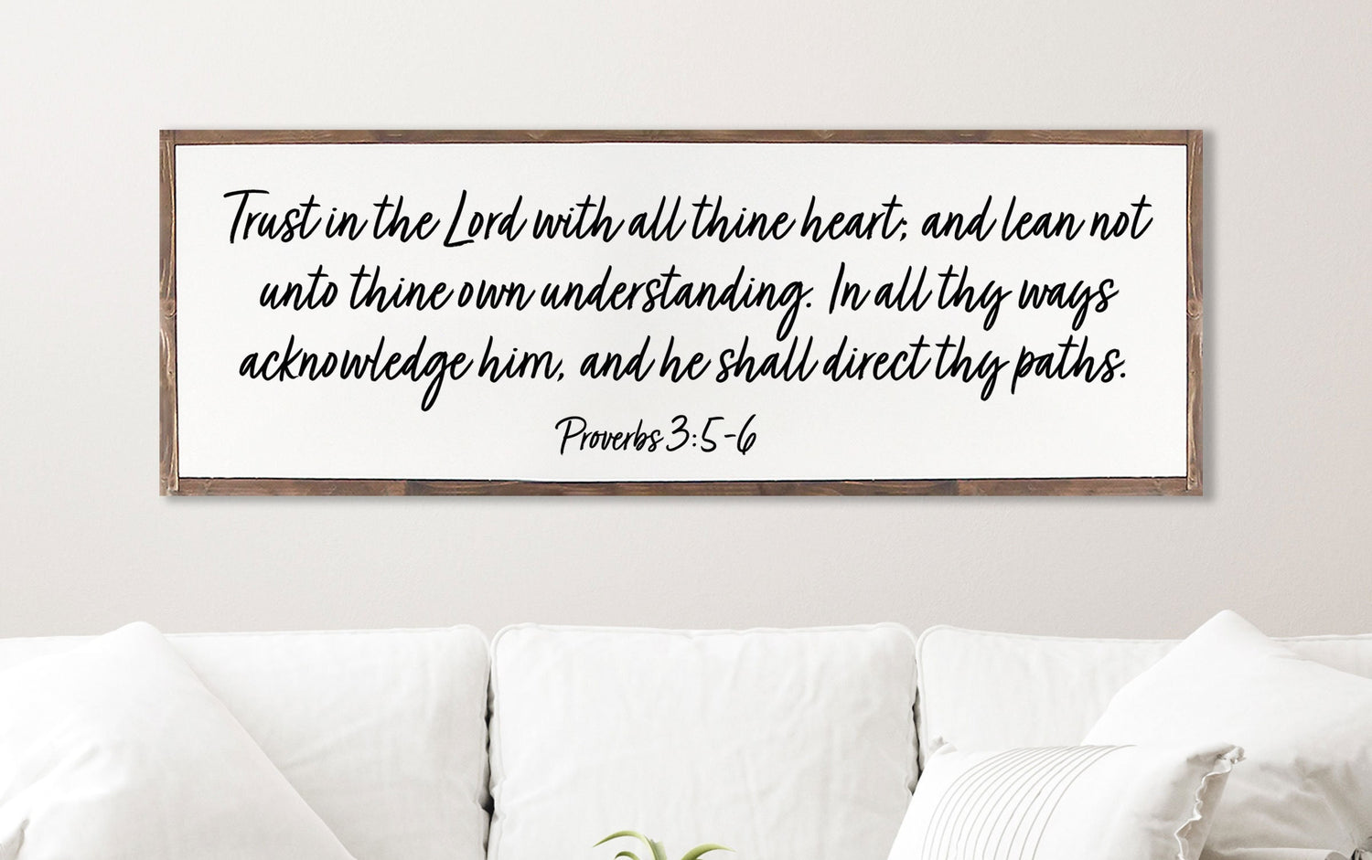 TRUST IN THE Lord With All Thine Heart  Farmhouse | Christian Wall Art | framed Wood Sign | Home Decor | Scripture Sign |  Proverbs 3:5-6