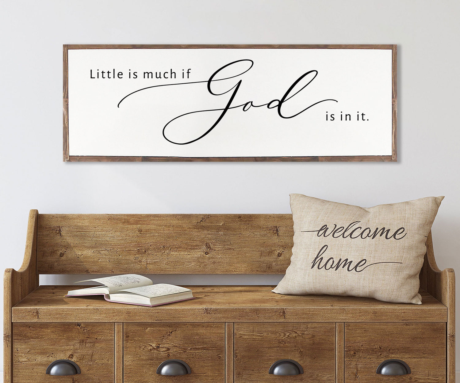 Little Is Much If God is In It Wood Sign | CHRISTIAN WALL ART | framed Wood Sign | Home Decor | Scripture Sign |  Little is Much Wood Sign