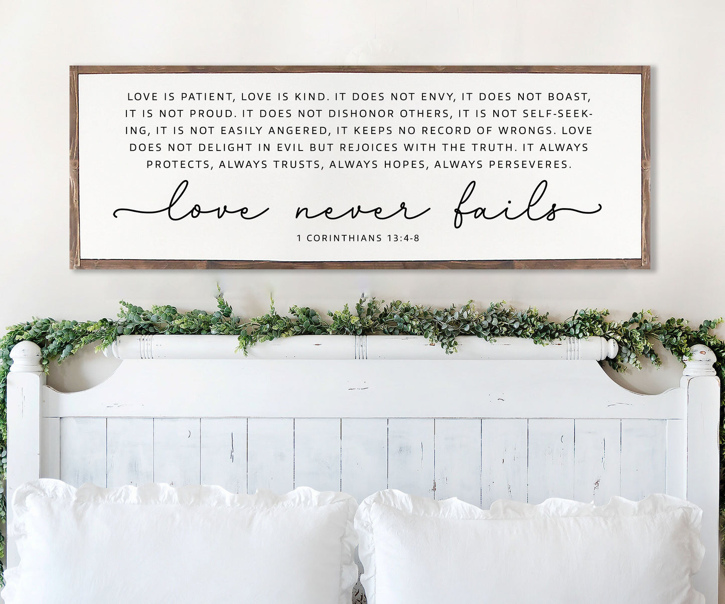 Love Never Fails Magnetic Garage Sign, Wall Decal, 1 Corinthians 13 