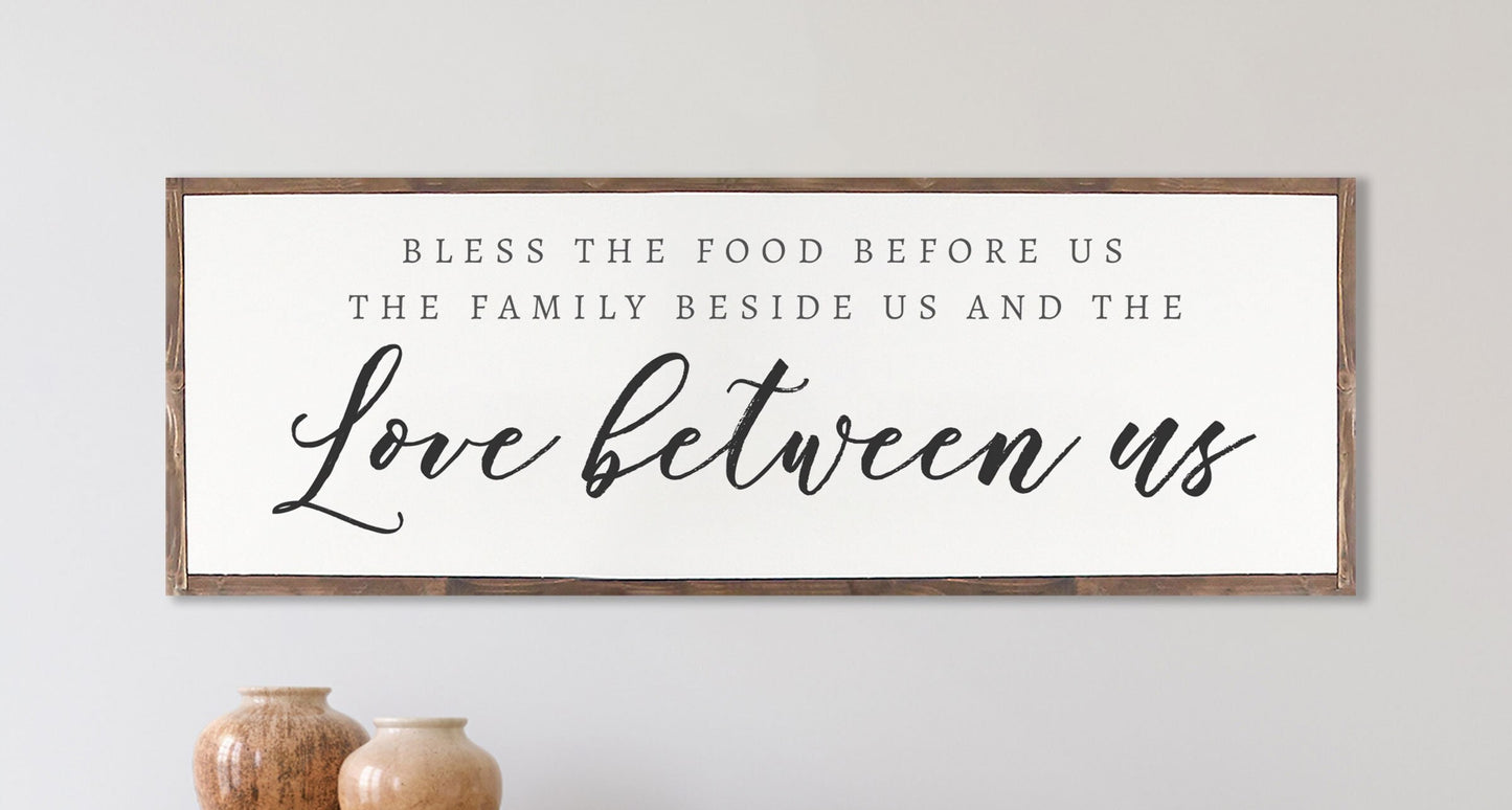 Bless the Food Before Us Sign |  Farmhouse Wood Sign | CHRISTIAN WALL ART | Scripture Wall Art |  Bless the Food Before Us Dining Room Sign
