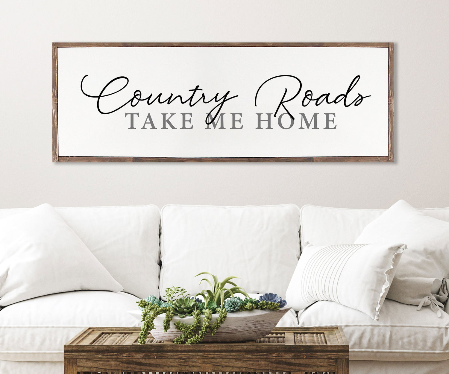 COUNTRY ROADS TAKE Me Home Wood Sign Farmhouse | Inspirational home decor | framed wood sign | Living Room Sign | Inspirational  Wood Sign