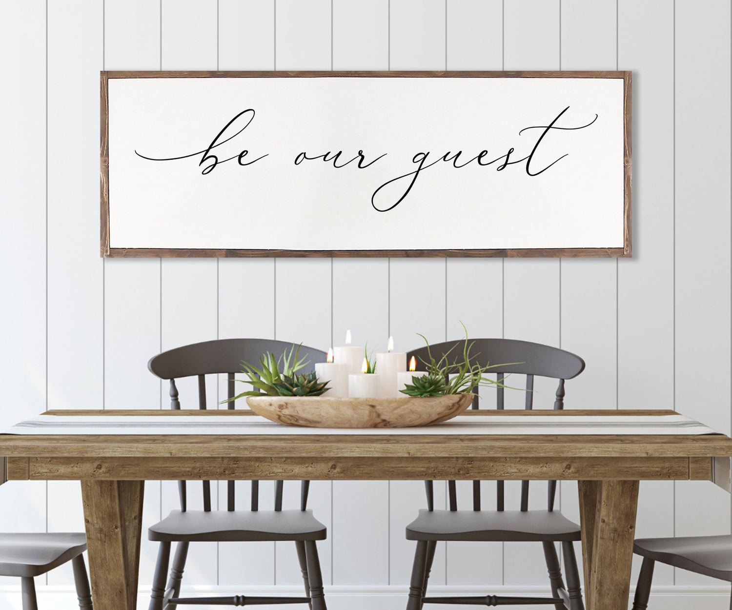 BE OUR GUEST Sign Farmhouse | Dining Room home decor | framed wood sign | Dining Room Wood Sign | Be Our Guest Dining Room Sign | Farmhouse