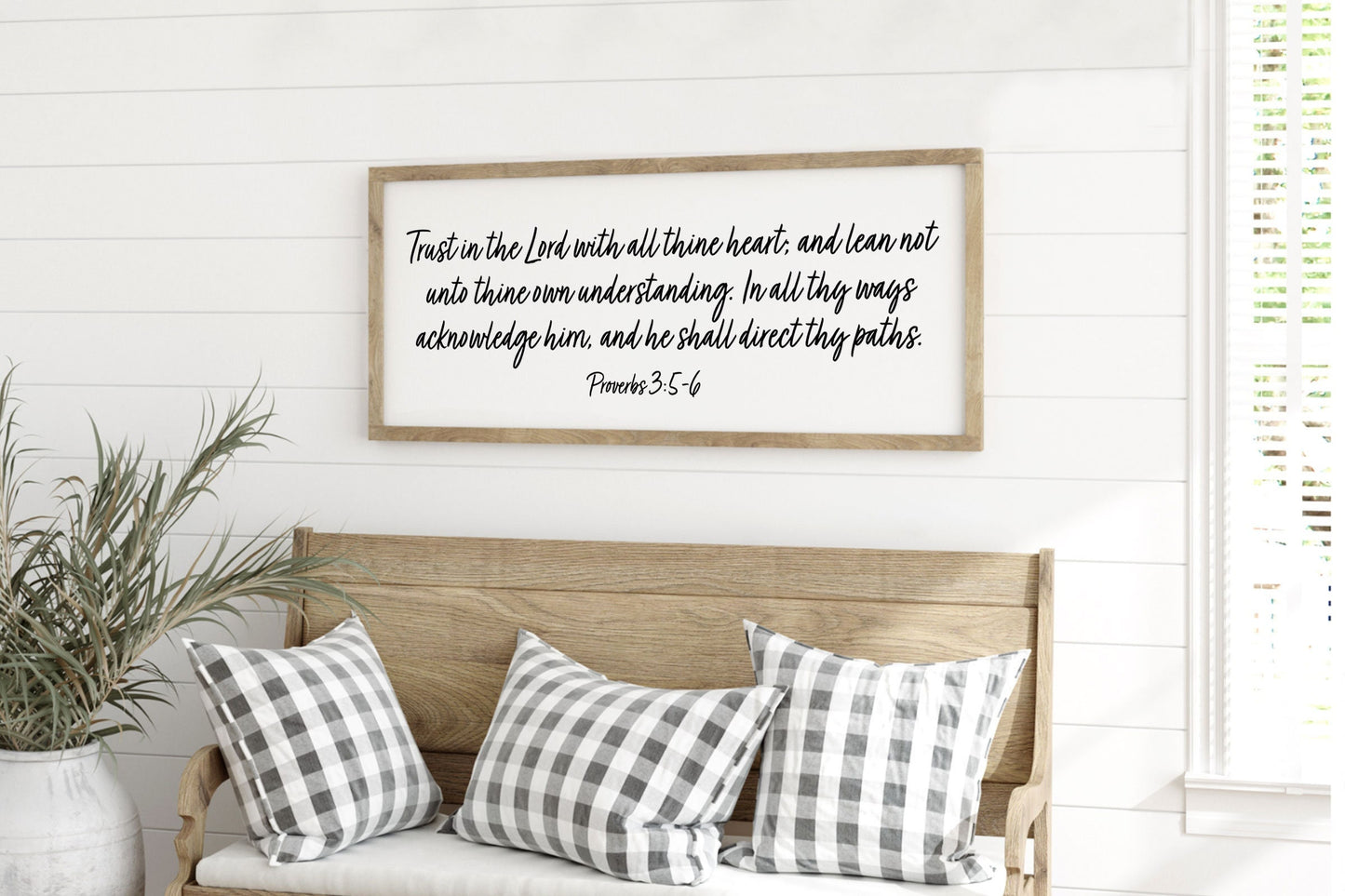 TRUST IN THE Lord With All Thine Heart  Farmhouse | Christian Wall Art | framed Wood Sign | Home Decor | Scripture Sign |  Proverbs 3:5-6