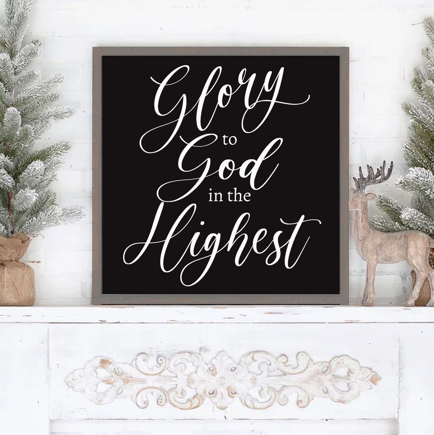 GLORY TO GOD In The Highest Christmas Rustic Wood Sign  | Glory to God In the Highest Framed Christmas wood sign | Christmas Decor Luke 2:14