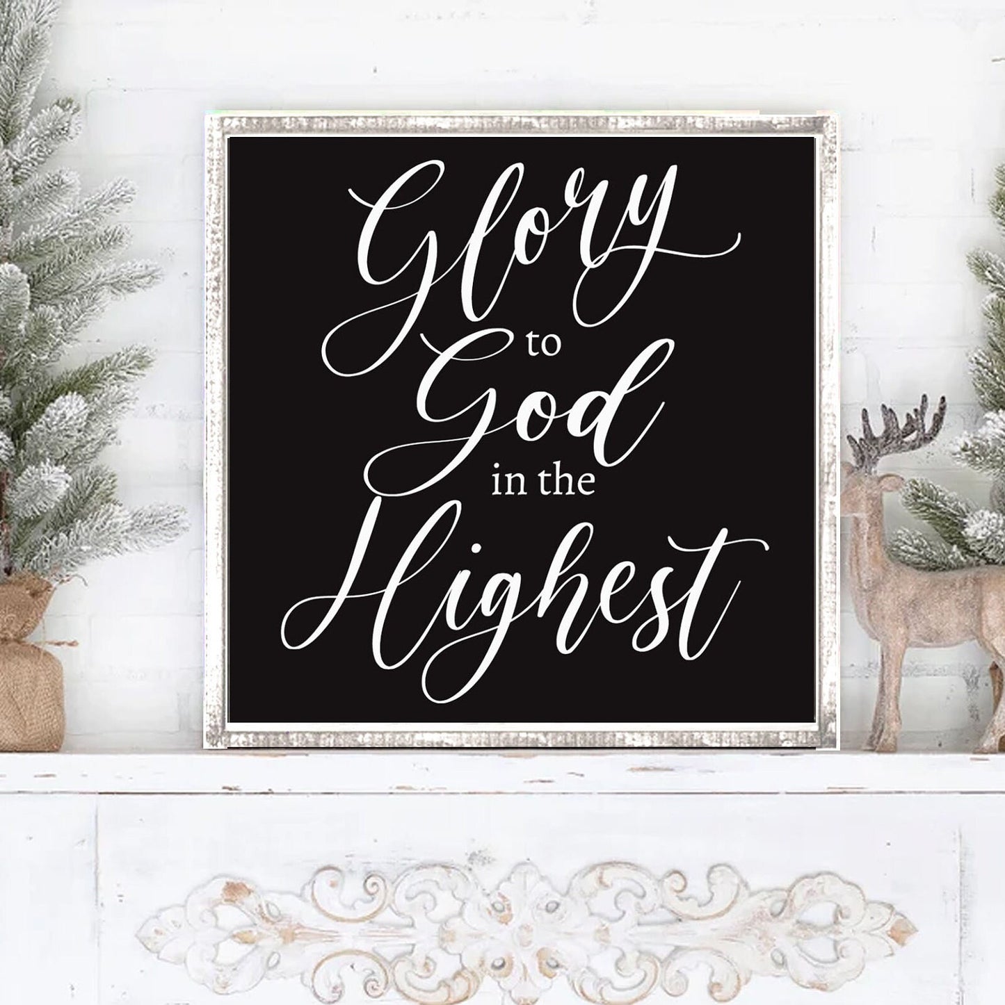 GLORY TO GOD In The Highest Christmas Rustic Wood Sign  | Glory to God In the Highest Framed Christmas wood sign | Christmas Decor Luke 2:14