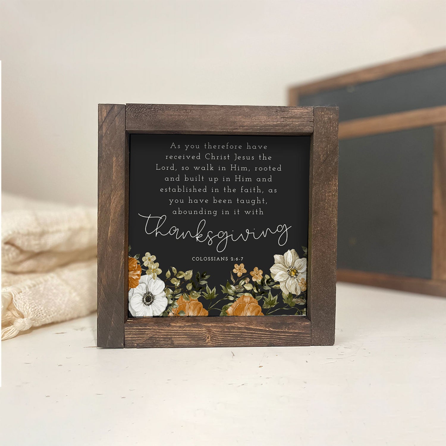Vintage Floral FALL WALL DECOR, Thanksgiving sign, Colossians 2:6-7, Thanksgiving décor, Autumn Farmhouse, rustic wood sign, Fall Décor