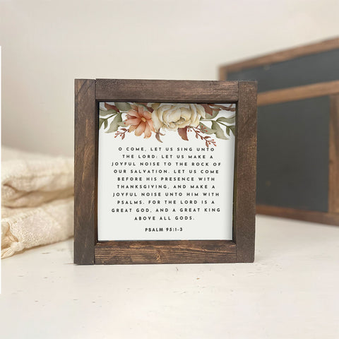 Christian Wall Art, Thanksgiving sign, Psalm 95:1-3, Vintage floral, Thanksgiving décor, Autumn Farmhouse, rustic wood sign, Fall Décor