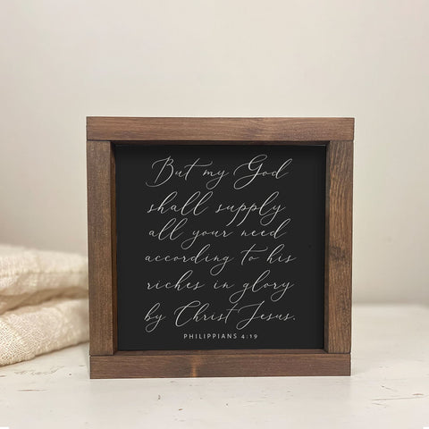 But My God Shall Supply All Your Need Thanksgiving, Farmhouse décor, rustic wood sign, Fall Décor - Philippians 4:19 Christian Wall Art