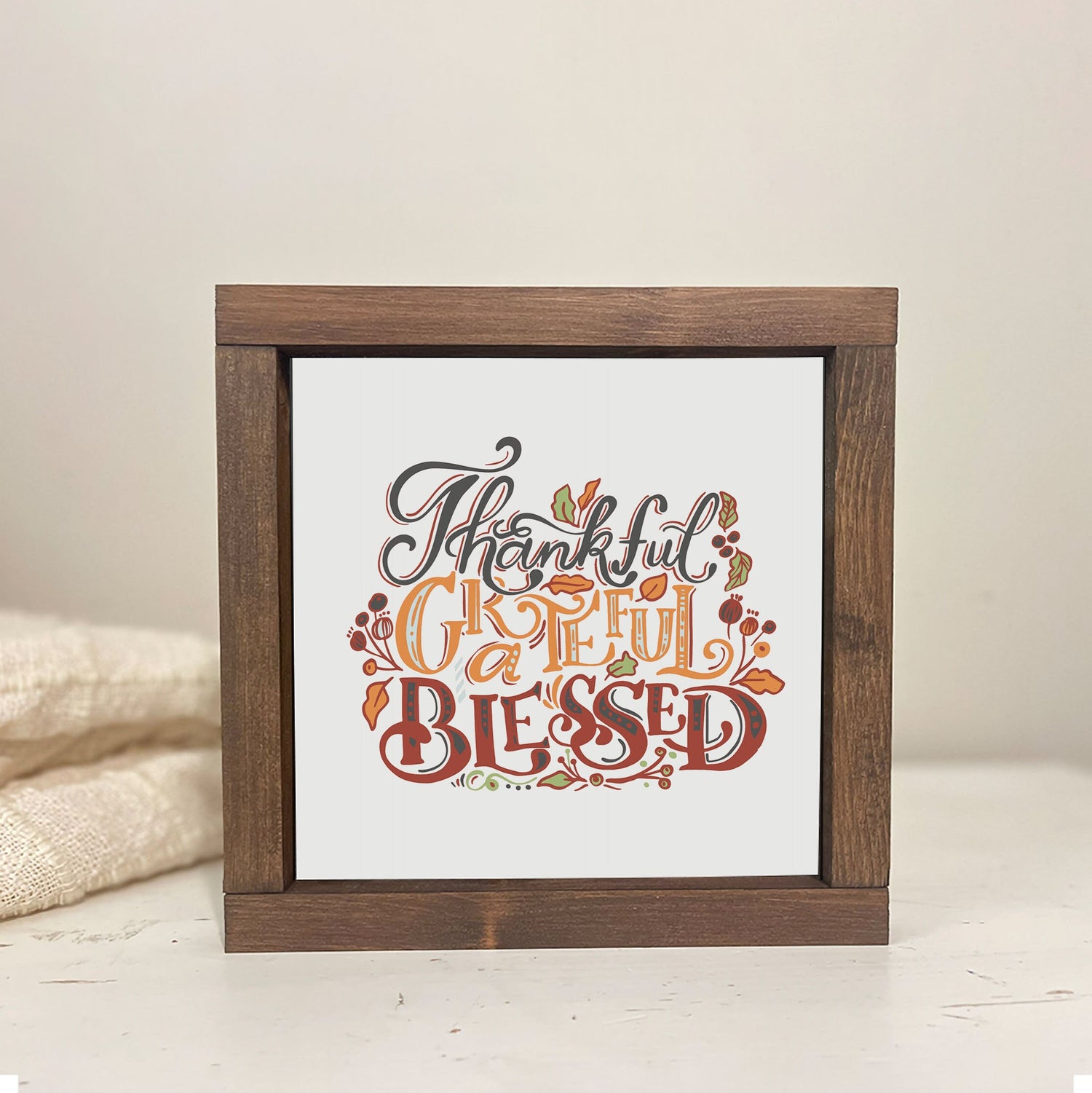 FALL WALL DECOR, Thankful, Grateful, Blessed sign, Thanksgiving décor, Autumn Farmhouse décor, rustic wood sign, Fall Décor