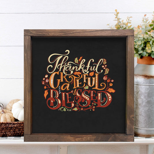 FALL WALL DECOR, Thankful, Grateful, Blessed sign, Thanksgiving décor, Autumn Farmhouse décor, rustic wood sign, Fall Décor