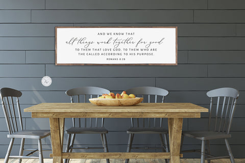 CHRISTIAN WALL ART | All things work together for good to them that love God| Scripture Art | Romans 8:28 Bible Verse Sign, Wall Art Sign