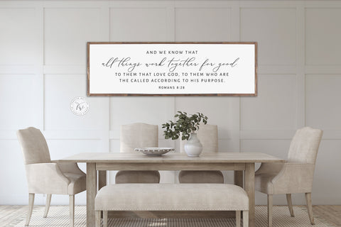CHRISTIAN WALL ART | All things work together for good to them that love God| Scripture Art | Romans 8:28 Bible Verse Sign, Wall Art Sign