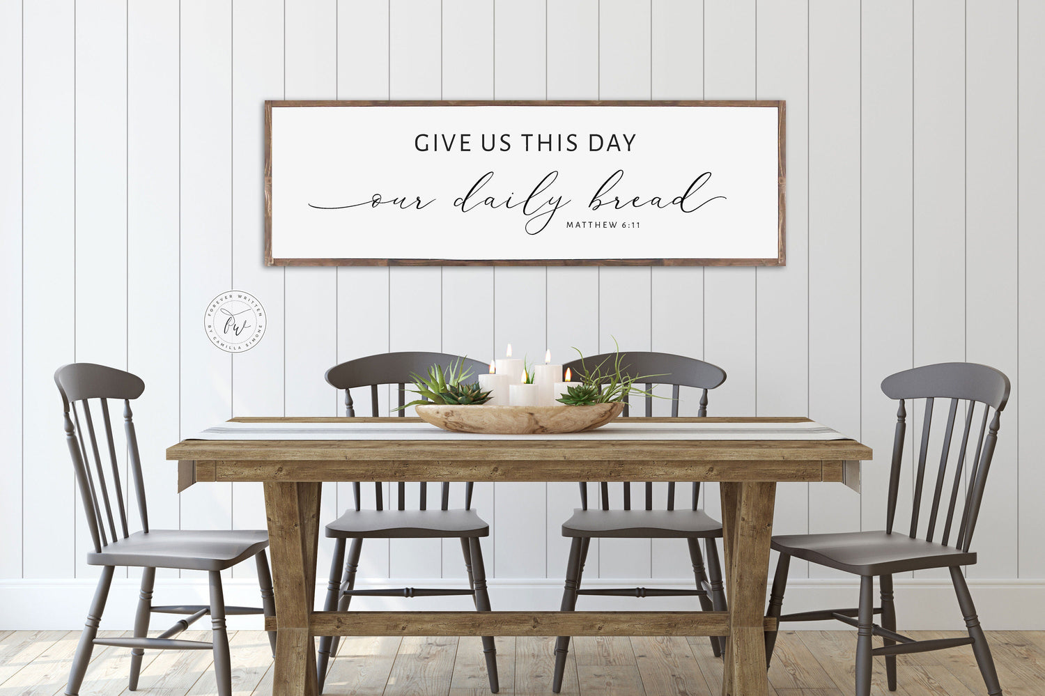 OUR DAILY BREAD, Give Us This Day, Rustic Wood Sign | Christian Wall Art | Farmhouse Wood Sign | Scripture Wall Art | Christian Wall Art