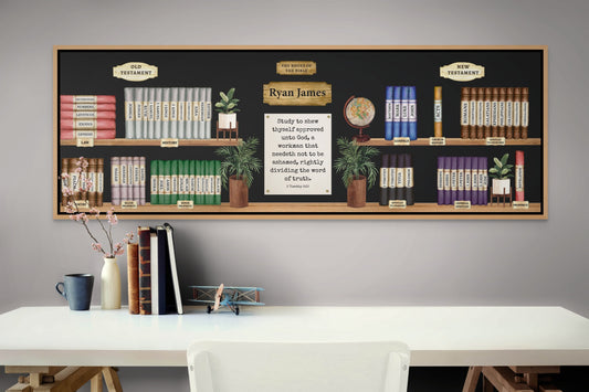 Christian Wall Art, Personalized Books of the Bible Watercolor Canvas Print, Christian Home Décor, Personalized Pastor, or Student Gift