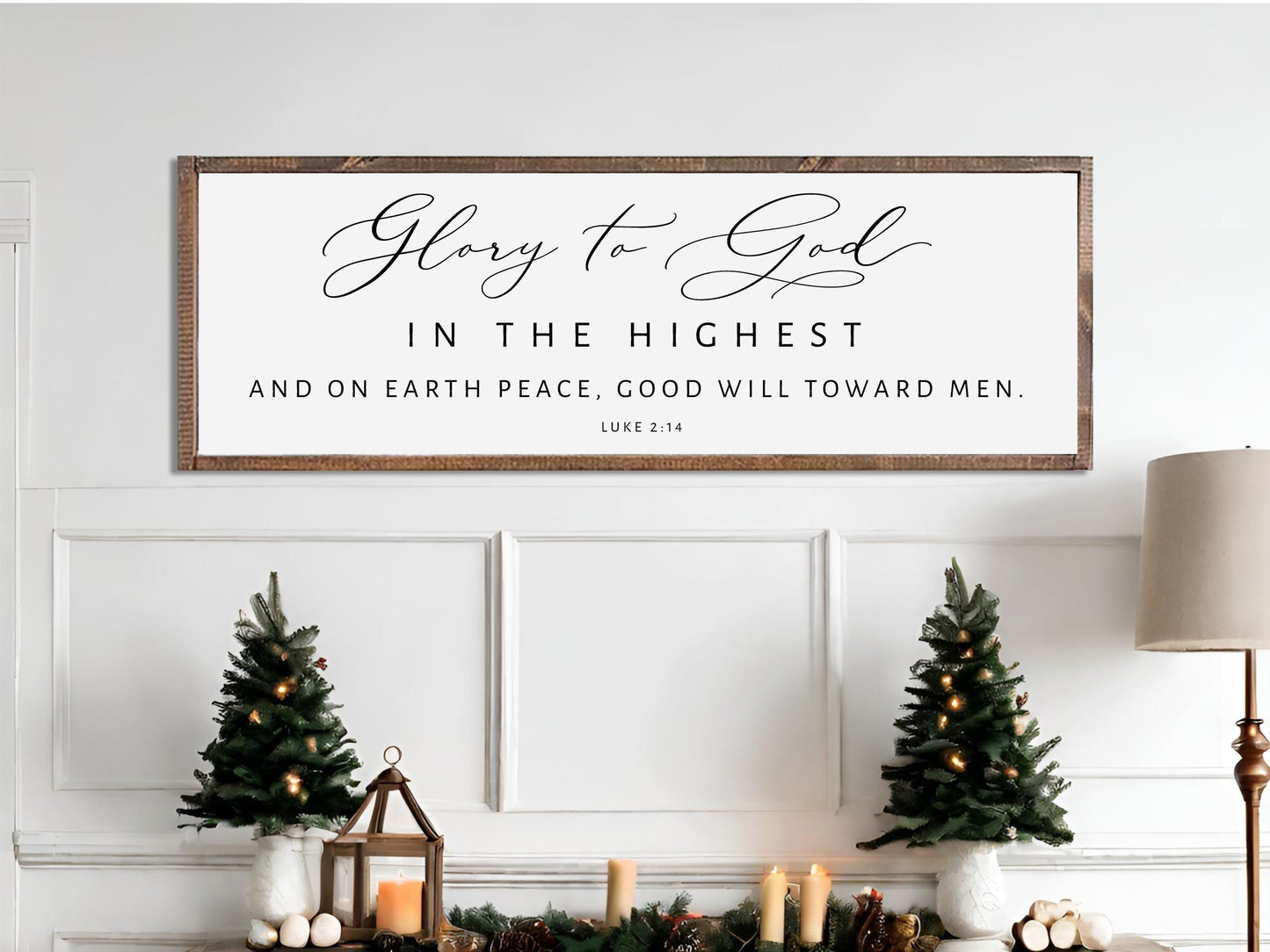 Glory to God in the Highest - Christmas Home Décor, Modern Farmhouse Wood Sign | Large Christmas sign | Christmas Décor, Christian Wall Art