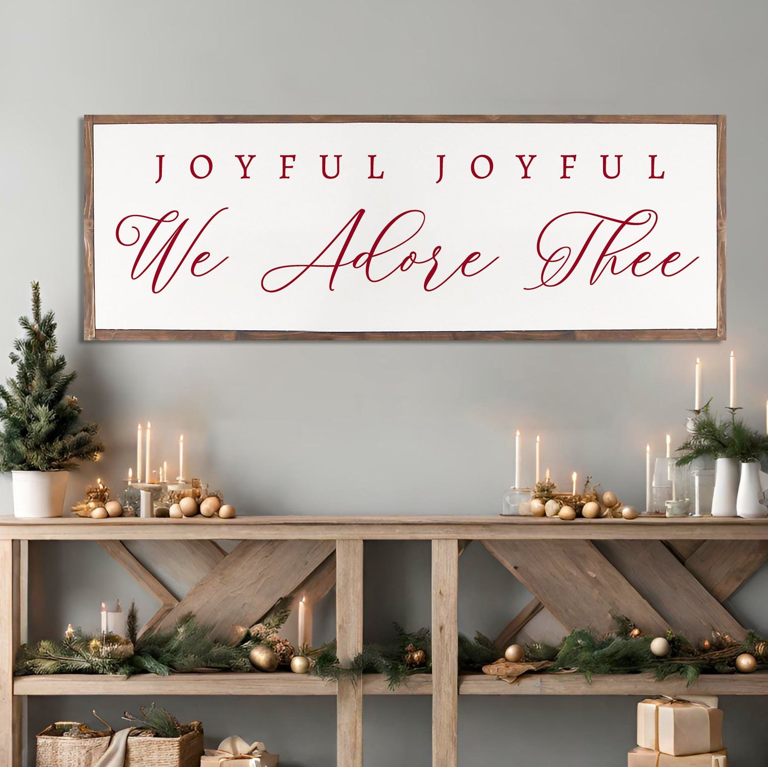 Joyful Joyful We Adore Thee - Christmas Home Décor, Modern Farmhouse Wood Sign | Large Christmas sign | Christmas Décor, Christian Wall Art