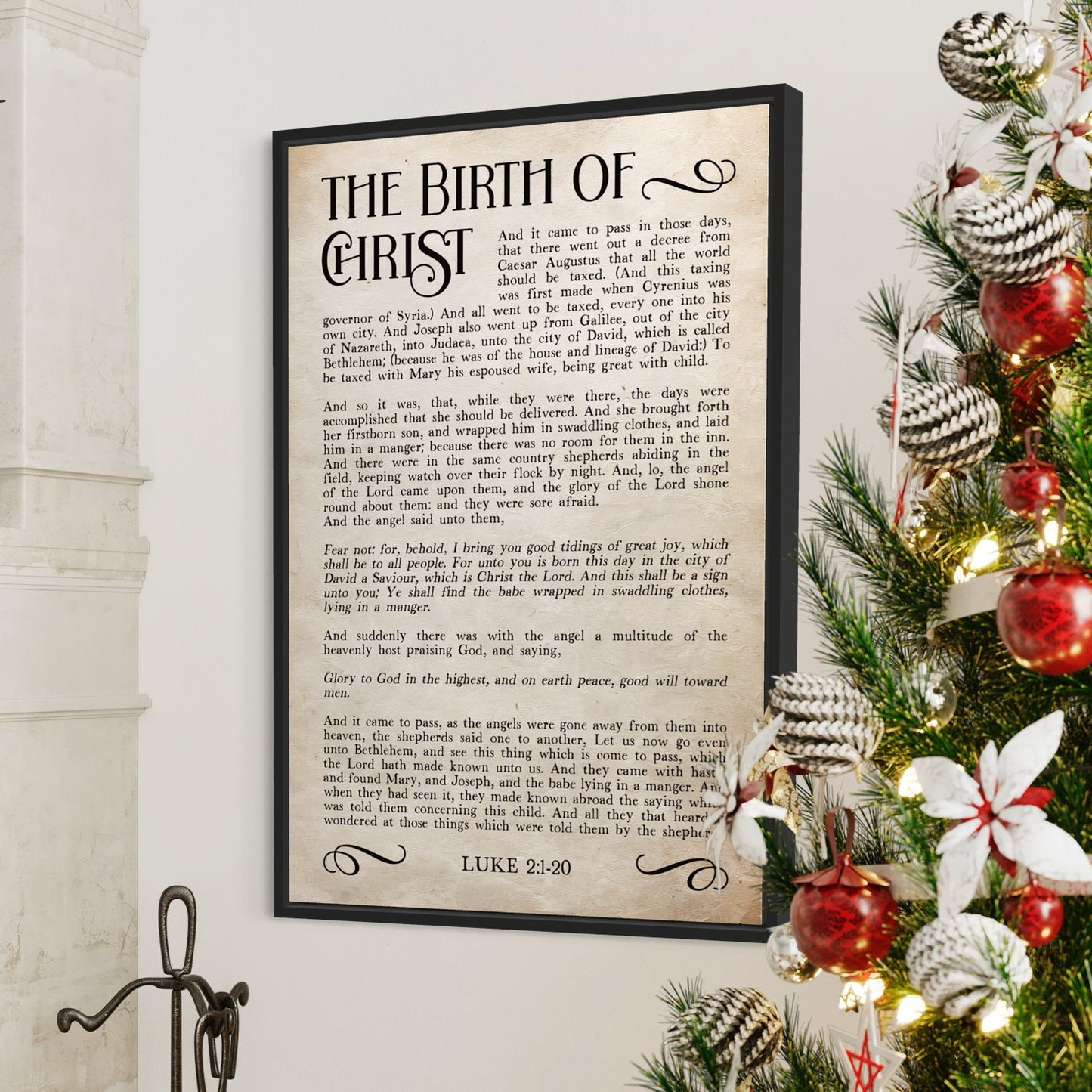 The Birth of Christ, The Christmas Story Canvas Wall Art, Home Decor Sign, Christmas Scripture Canvas, Bible Verse Sign, Scripture Wall Art