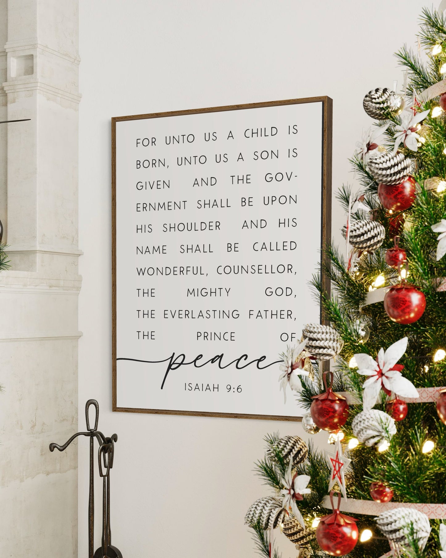 For unto us a child is born Isaiah 9:6, The Christmas Story Canvas Wall Art, Prince of Peace, Christmas Bible Verse Sign, Scripture Wall Art