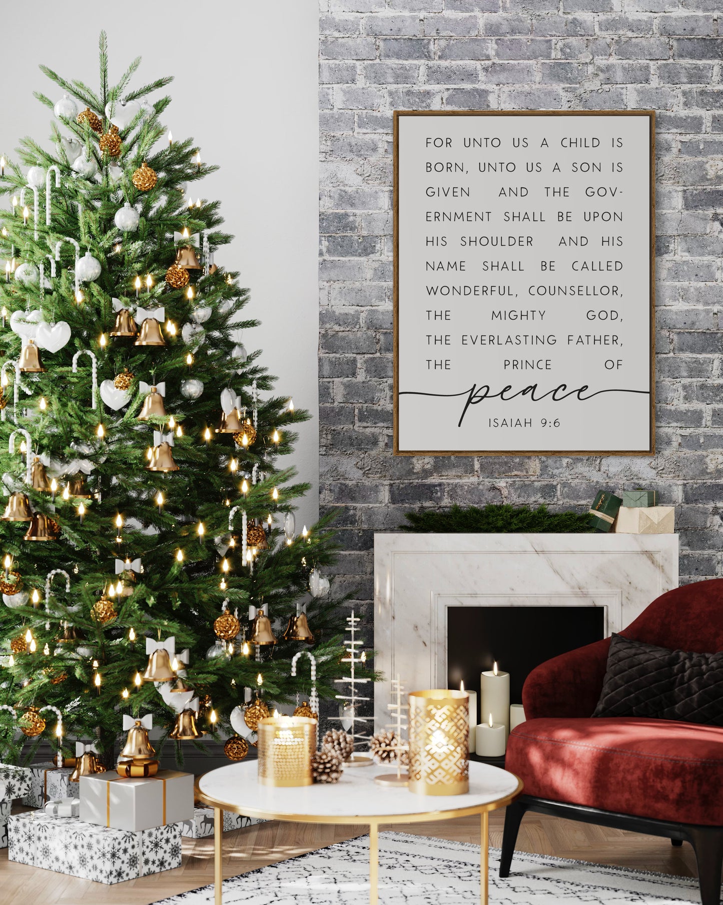 For unto us a child is born Isaiah 9:6, The Christmas Story Canvas Wall Art, Prince of Peace, Christmas Bible Verse Sign, Scripture Wall Art