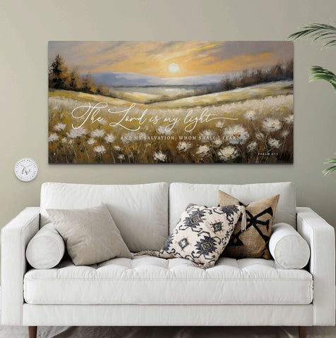 The Lord is my light, canvas Christian Wall Art. Classic Home Décor. Psalm 27:1
