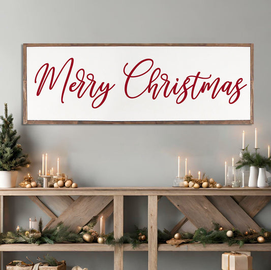 Classic Merry Christmas Wood Sign, Christmas Wood Sign, Classic Farmhouse Christmas Wood Sign