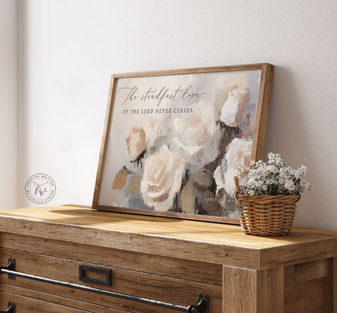 Wood Sign framed floral canvas print.