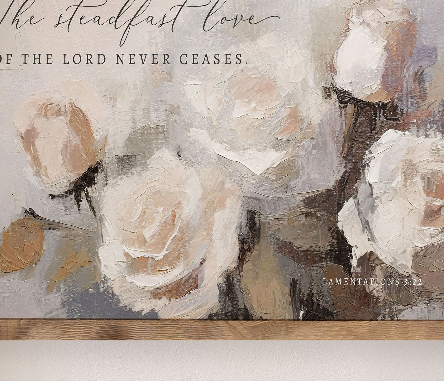 Scripture Wall Art | The steadfast Love of the Lord never ceases | Lamentations 3:22 | Bible Verse Wall Art | Vintage | Framed Wood Sign