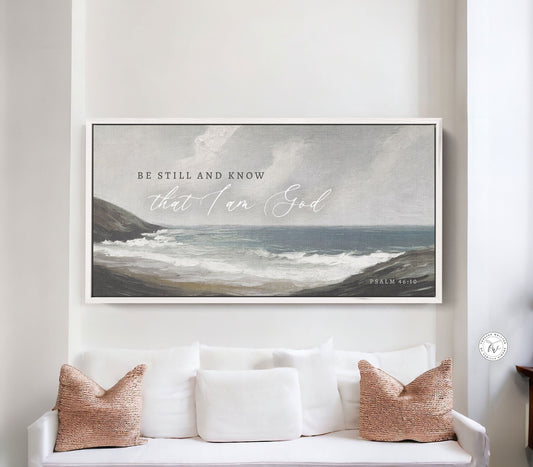 Christian Wall Art | Be Still and Know That I Am God, Vintage oil Painting Print on Canvas | Wall Art | Psalm 46:10 Scripture Wall Art |