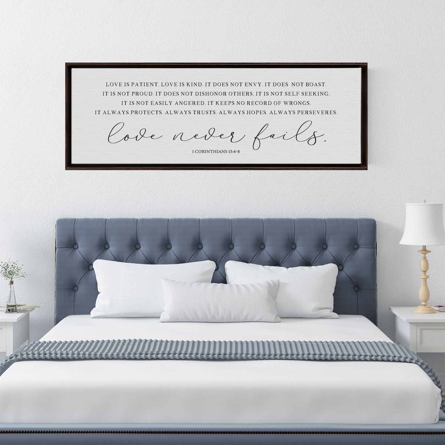 Love Never Fails | 1 Corinthians 13:4-8 | Bible Verse Wall Art - Forever Written