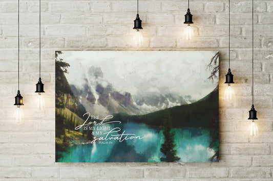 Scripture Wall Art | The Lord Is My Light And My Salvation | Scripture Canvas | Christian Canvas | Wall Art | Christian Painting Psalm 27:1 - Forever Written