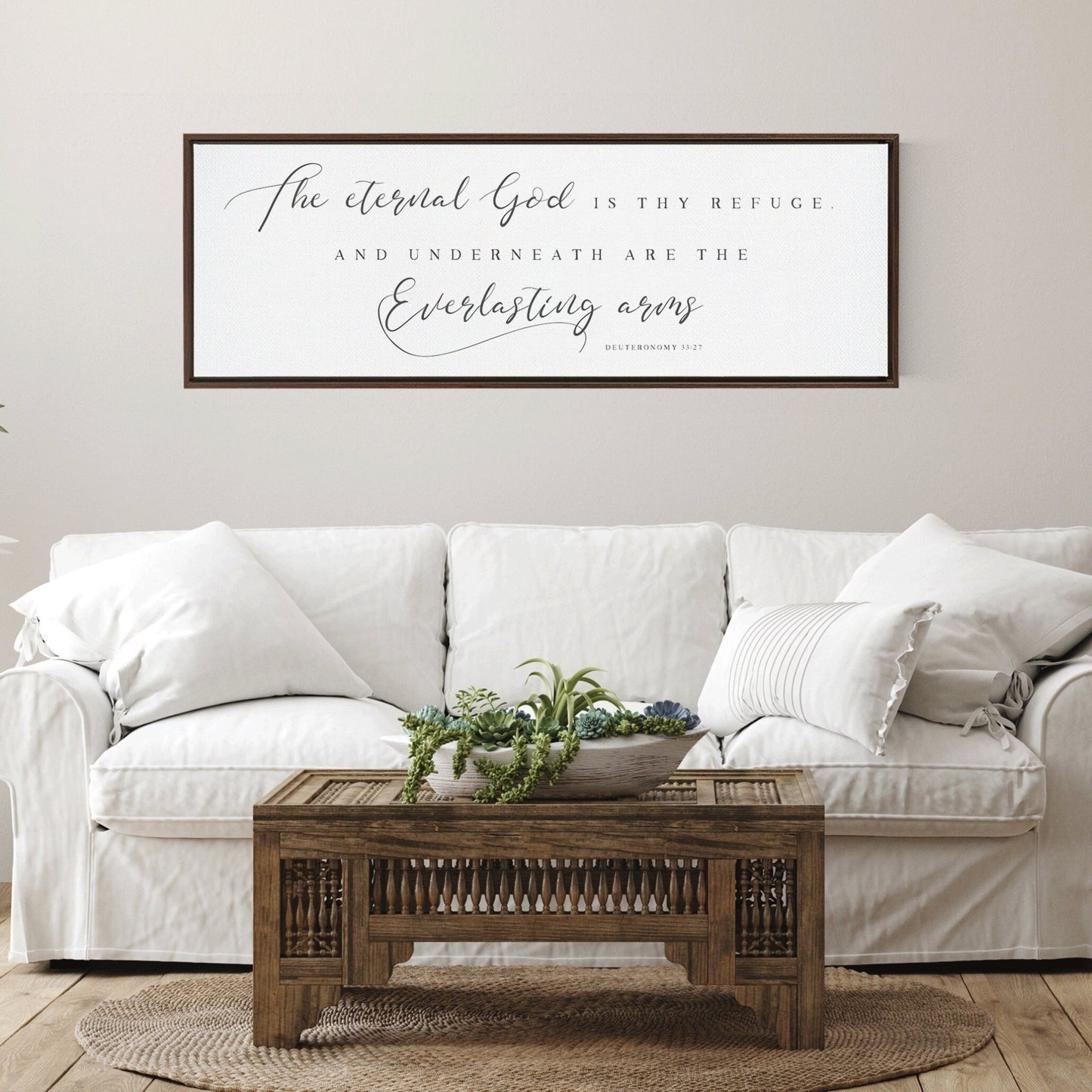 The Eternal God Is Thy Refuge | Scripture Sign | Large Dining Room Sign | Fall Sign | Large Home Bible Verse Signs With Frame Options - Forever Written