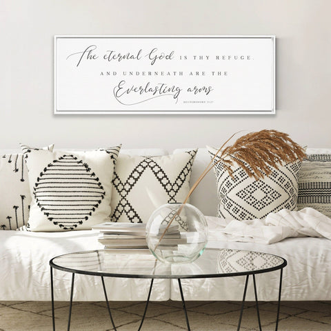 The Eternal God Is Thy Refuge | Scripture Sign | Large Dining Room Sign | Fall Sign | Large Home Bible Verse Signs With Frame Options - Forever Written