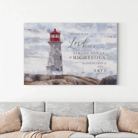 The Name Of The Lord Is A Strong Tower | Proverbs 18:10 | Scripture Wall Art - Forever Written