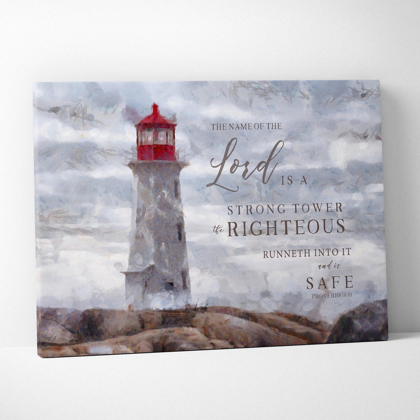 The Name Of The Lord Is A Strong Tower | Proverbs 18:10 | Scripture Wall Art - Forever Written