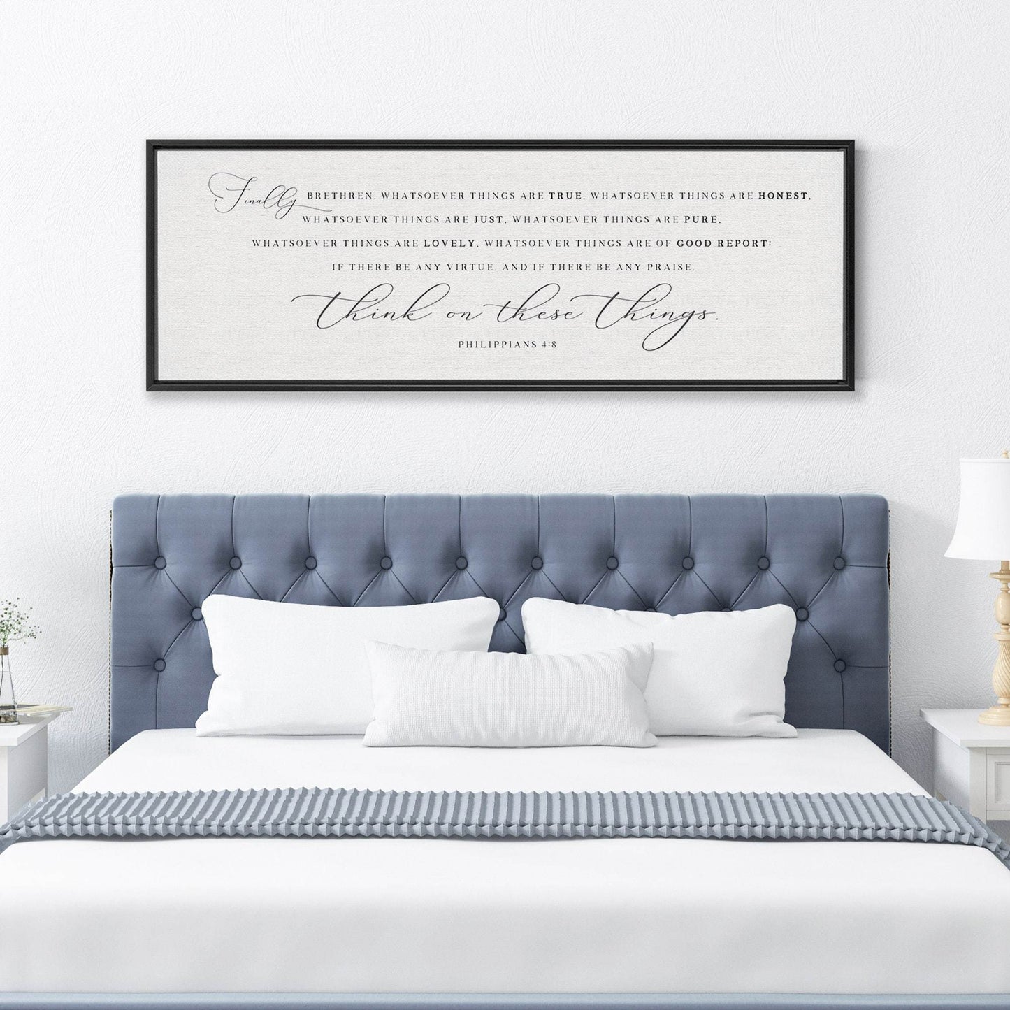 Think On These Things | Scripture Sign | Christian Wall Decor | Bible Verse Wall Art Sign | Philippians 4:8 Sign With Frame Options - Forever Written